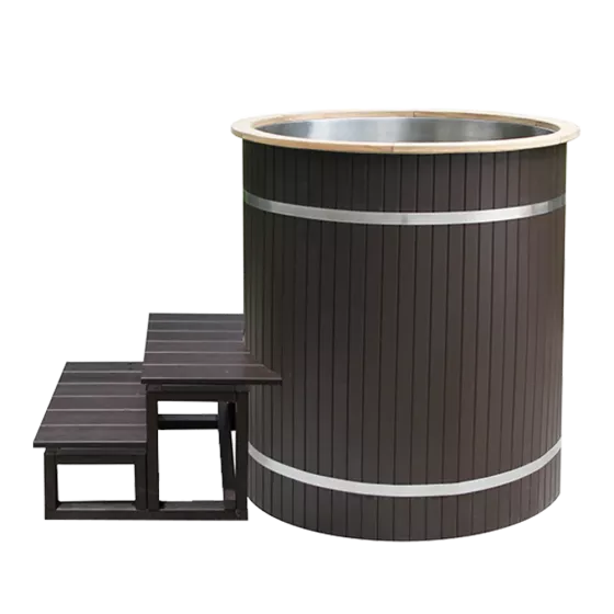 Ice Bath Barrel Wood tub Sitting รุ่น WTS1 อ่างแช่น้ำเย็นทรงถังคอมโพสิต พร้อมสแตนเลส 304