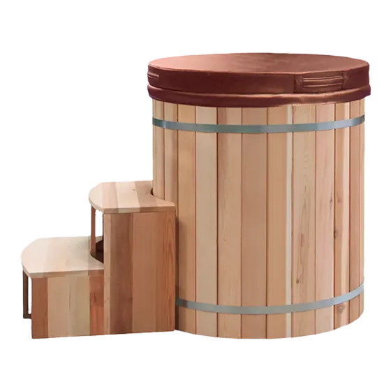 Ice Bath Barrel Wood tub Sitting รุ่น WTS2 อ่างแช่น้ำเย็นทรงถังไม้ซีดาร์ พร้อมถังสแตนเลส 304