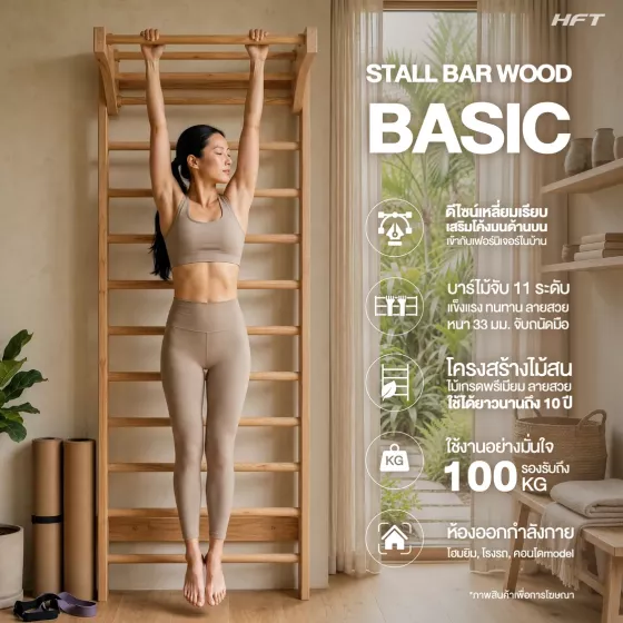 Stall Bar Wood Basic บันไดติดผนังโครงไม้สน รับ 100 กก.