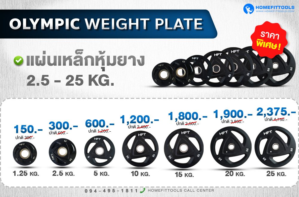 แผ่นน้ำหนัก Olympic plate แผ่นน้ำหนักโอลิมปิค